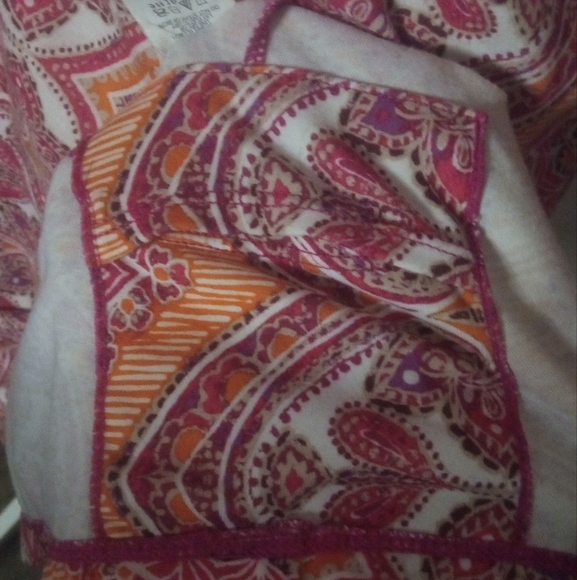 Prana Nadia Veeda Faux Wrap Colorful Orange Pink Midi Dress Size Large - Picture 2 of 9